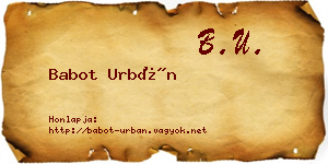 Babot Urbán névjegykártya